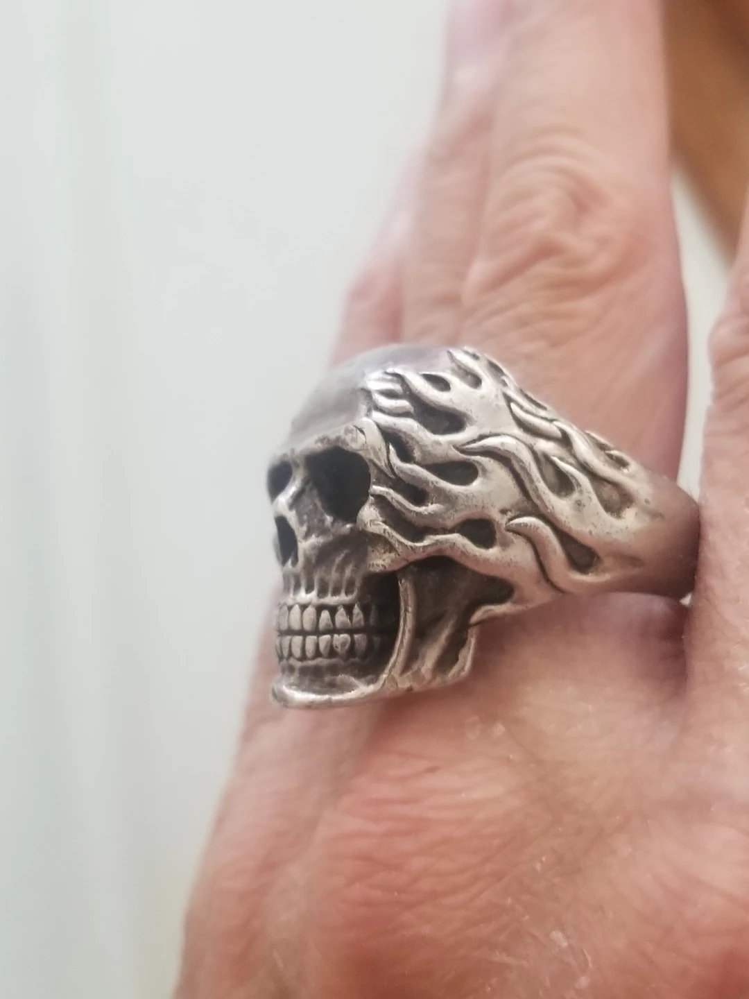 C+C 925 Silver Skull Ring size 11 solid Heavy Rain weighs 58G - photo 2