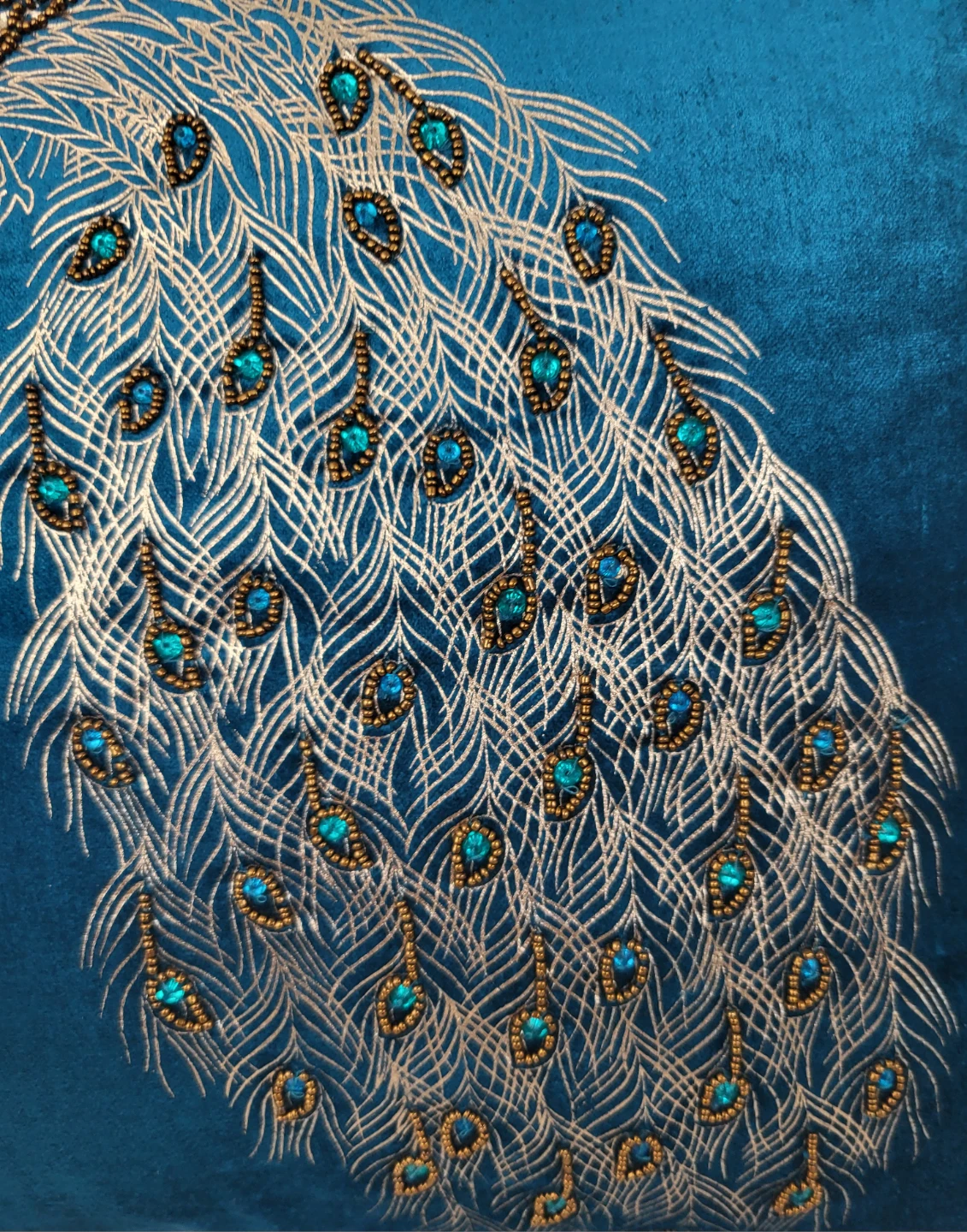 Peacock Accent Pillow with beaded details - photo 2