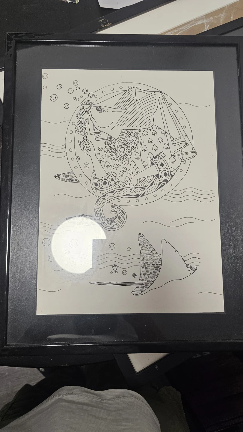 Framed Stingray Illustration Art