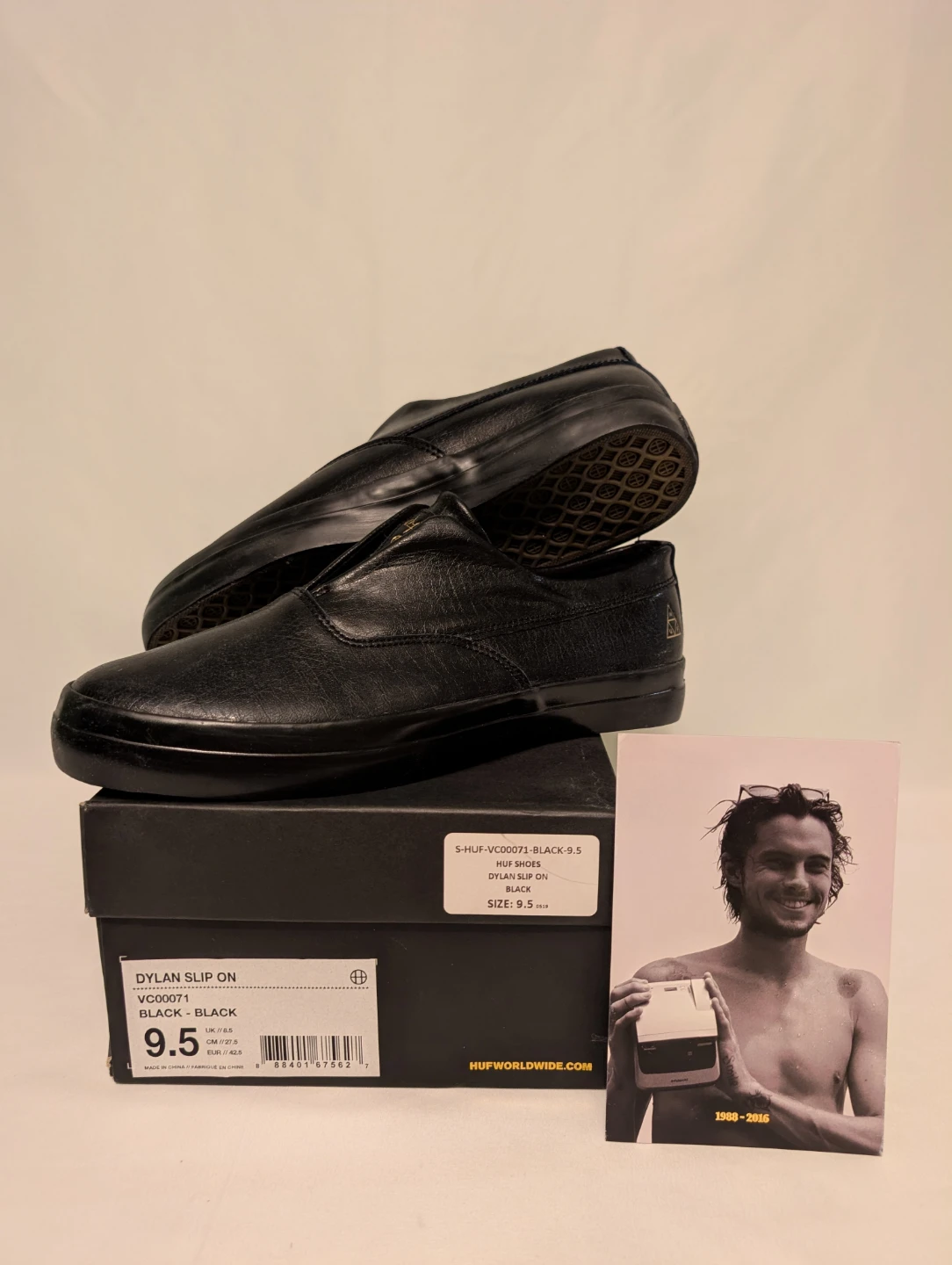 HUF Dylan Slip On Shoes Black Size 9.5
