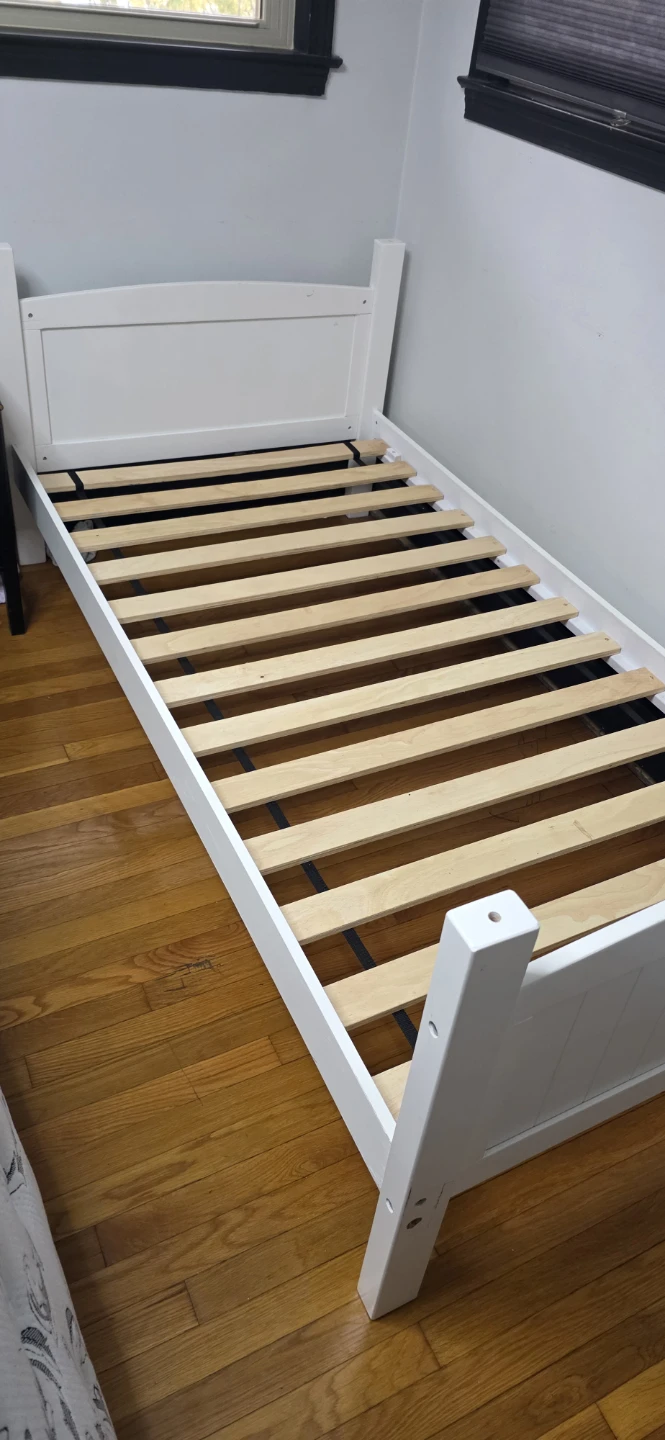 White Twin Bed Frame with Mattress - photo 3