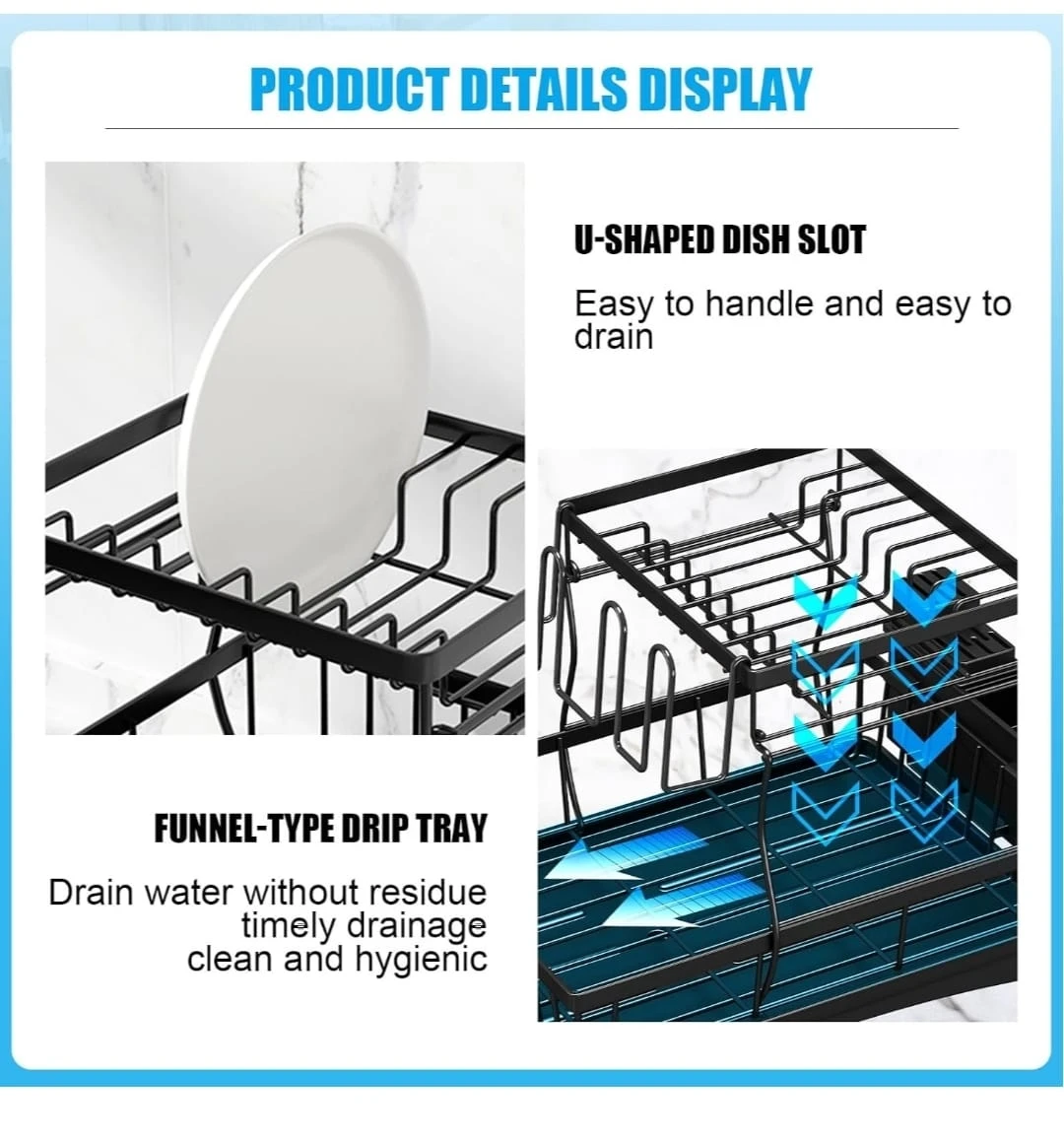 Two-Tier Dish Drying Rack with Swivel Spout - photo 2
