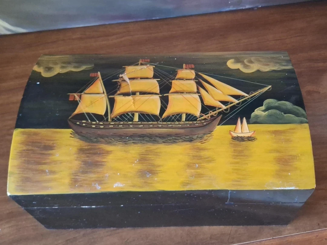 Decorative Wooden Ship Trinket Box