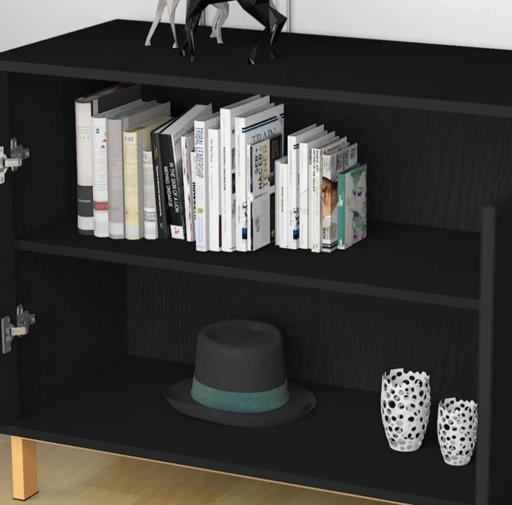 Modern Black Sideboard with Gold Accents - photo 4