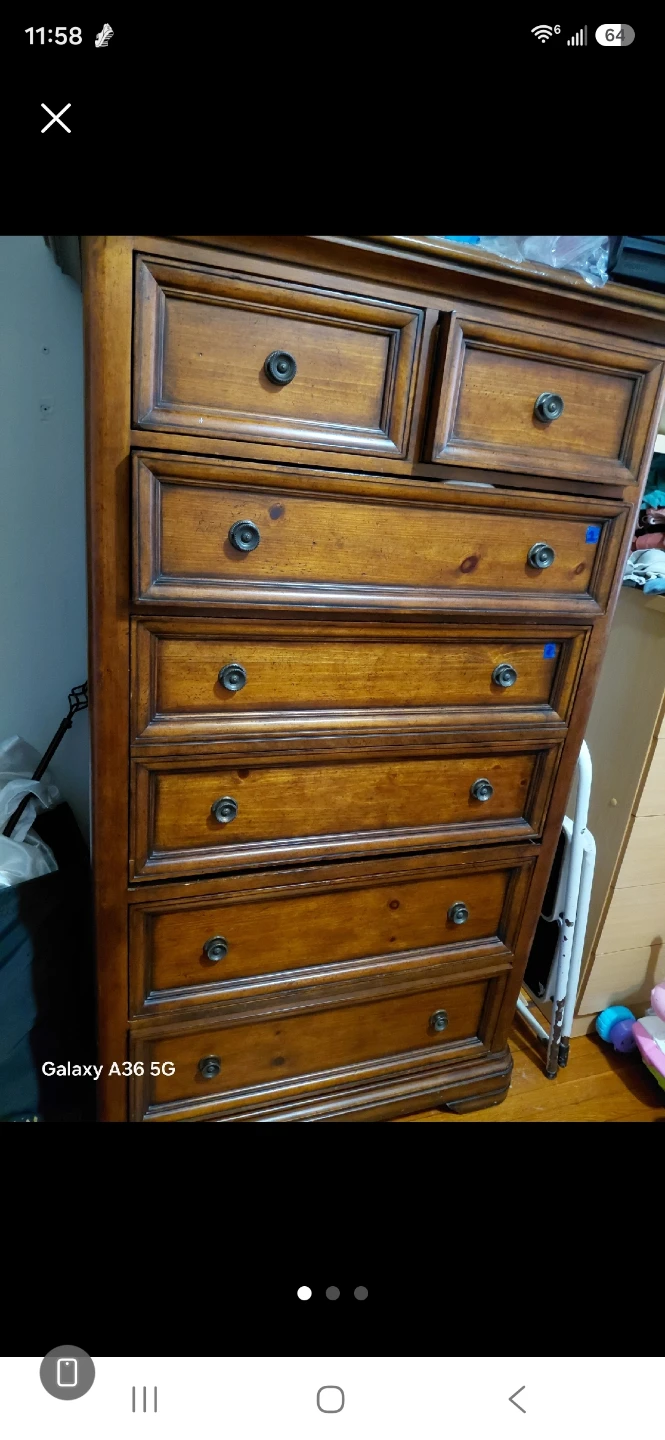 Tall Wooden Chest of Drawers with Fold-Down Desk