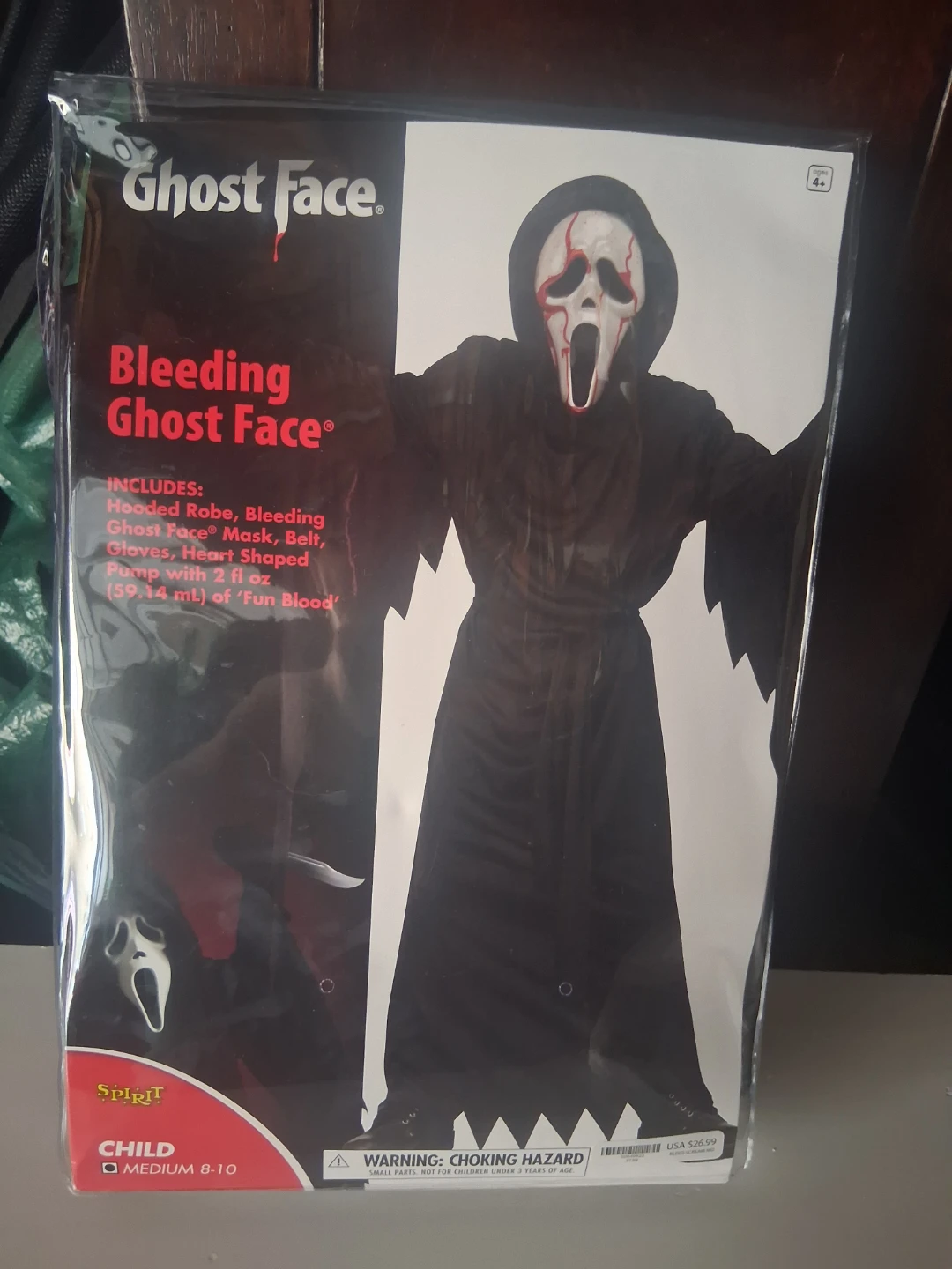 Spirit Halloween Bleeding Ghost Face Costume Medium 8-10