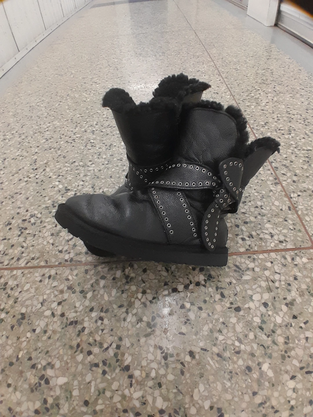 Black UGG Boots with Grommet Straps Women's Size 6