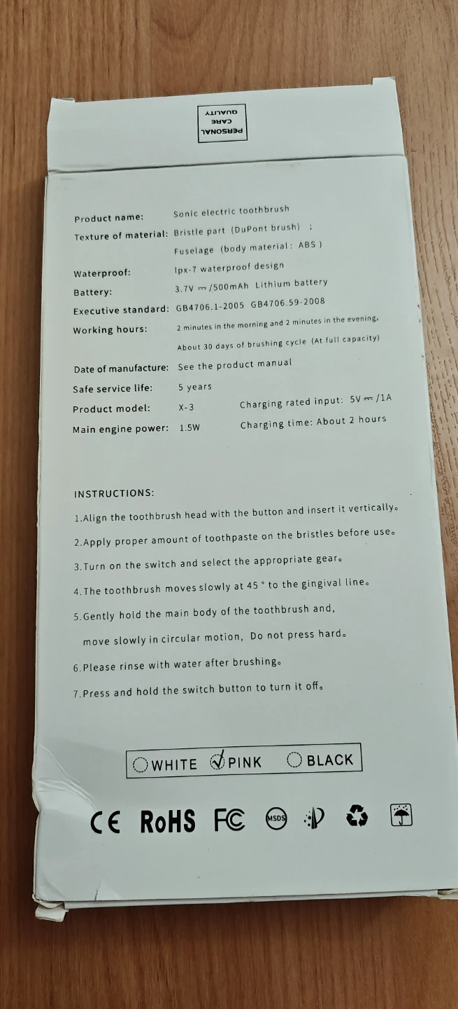 X-3 Pink Sonic Electric Toothbrush - photo 2