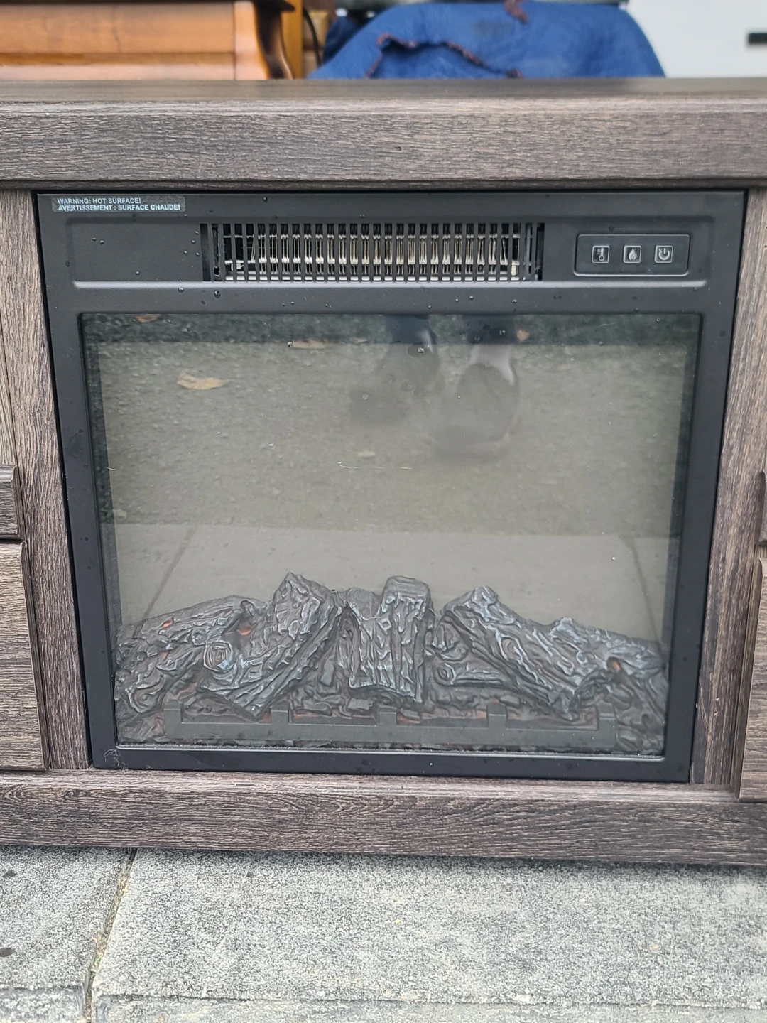 Rustic TV Stand with Electric Fireplace & Storage - photo 3