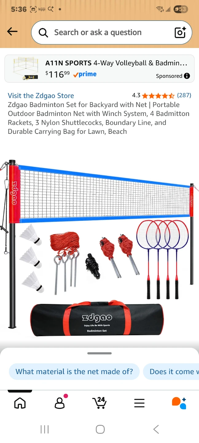 Zdgao Backyard Badminton , pickelball and volleyballSet bnib - photo 2