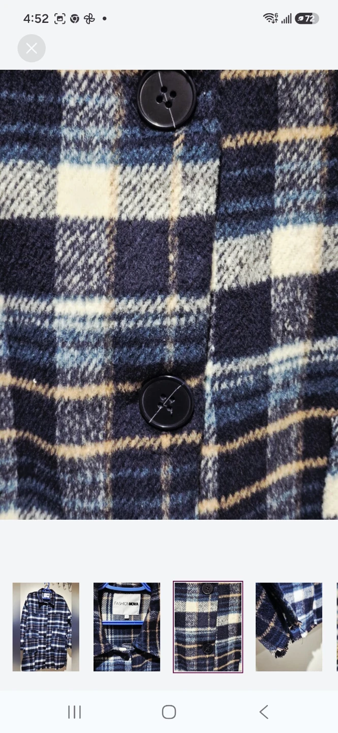 Fashion Nova Blue Plaid Shirt Jacket, oversized - photo 3