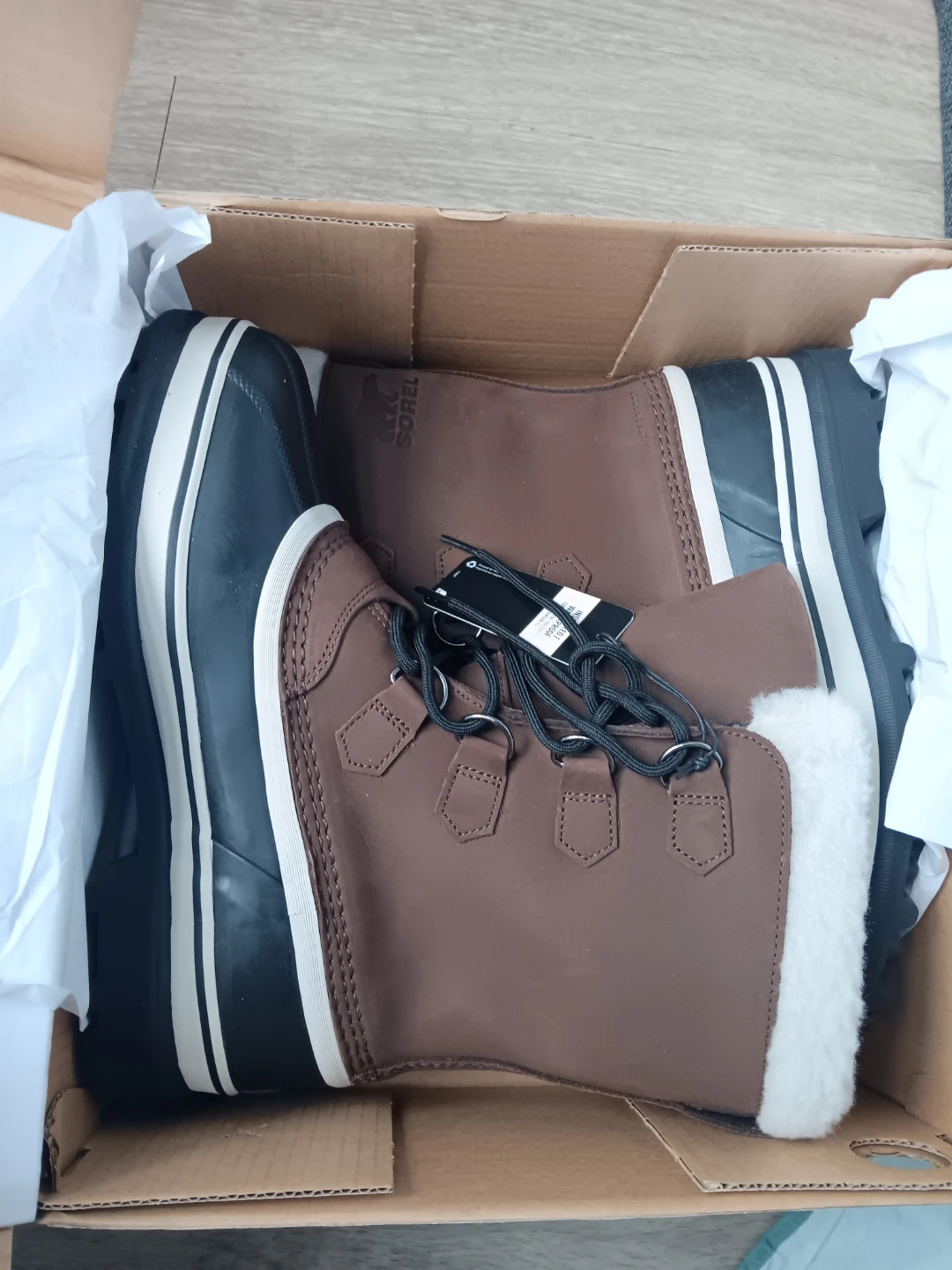 Bnwt 9.5 Men's SOREL Caribou Brown/Black Lace-Up Winter Boots - photo 2