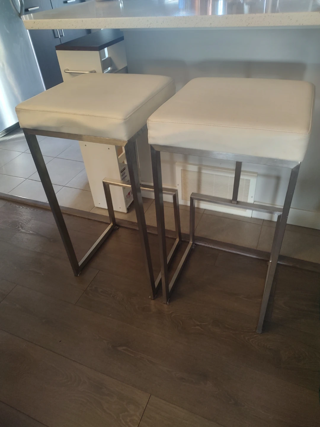 Pair of White leather Barstools