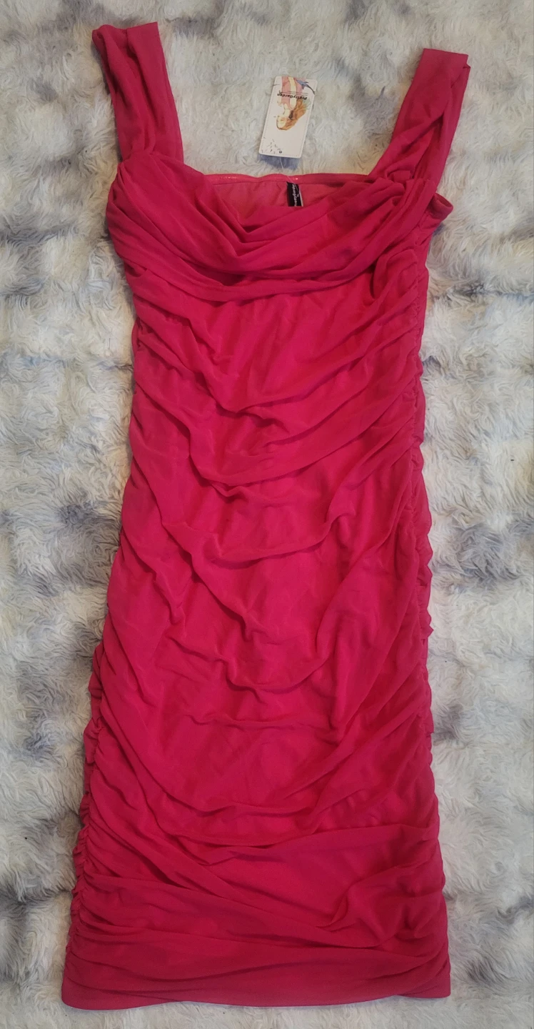 New XL Woman's PrettyGarden Hot Pink Ruched Dress - photo 2