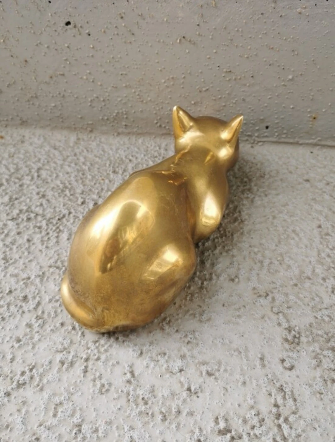 Vintage Brass Crouching Cat Figurine Mid Century Modern - photo 4
