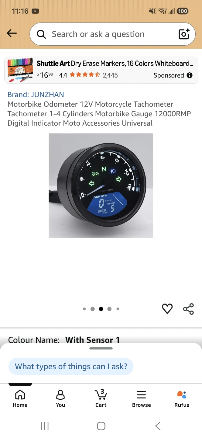 JUNZHAN 12V Motorcycle Digital Tachometer