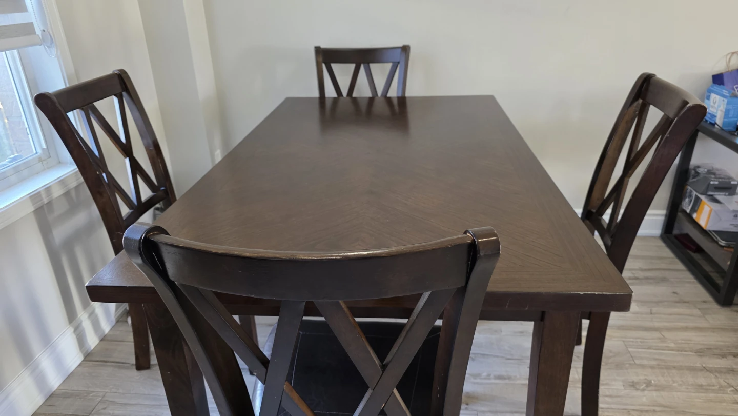 Dark Wood Dining Table and 4 Chairs