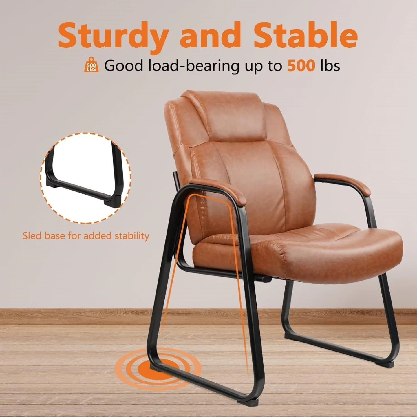 New <> Tan Faux Leather Office Guest Chair - photo 4