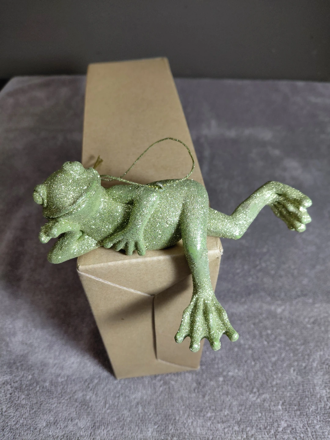 Sexy Green Glitter Frog Christmas Ornament