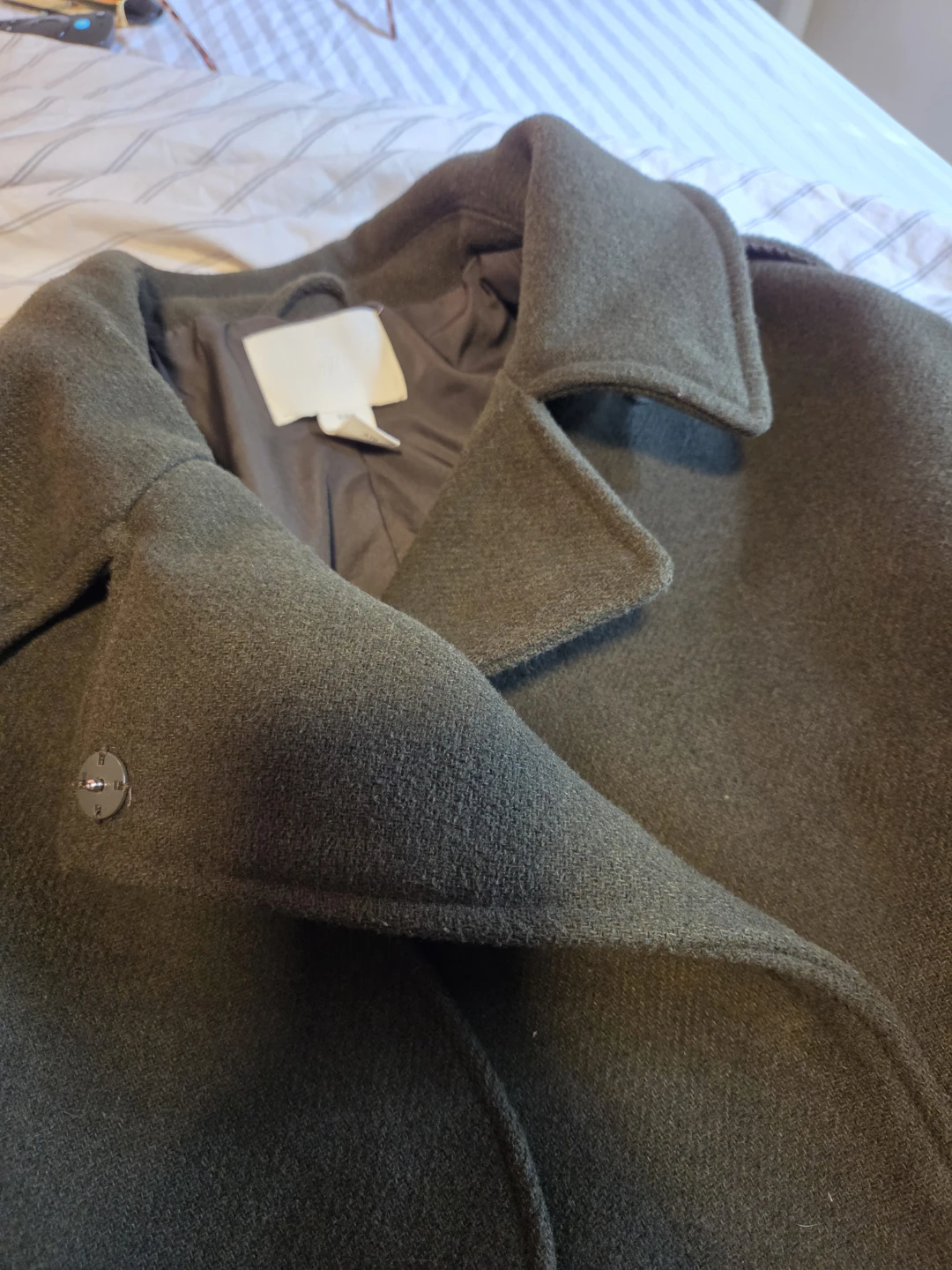 H&M Olive Cropped Wool-Blend Jacket - photo 5