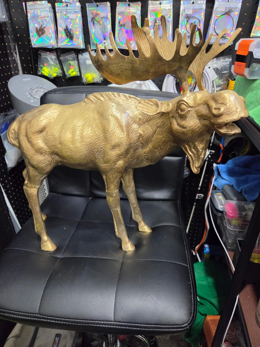 Large Vintage Brass Moose Figurine