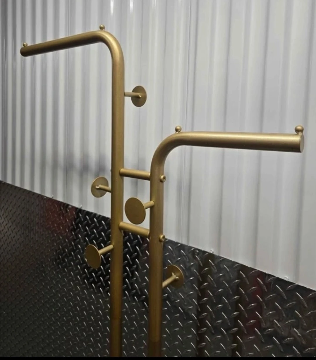 Luxury Gold Double Rod Coat Rack with Marble Base - photo 3