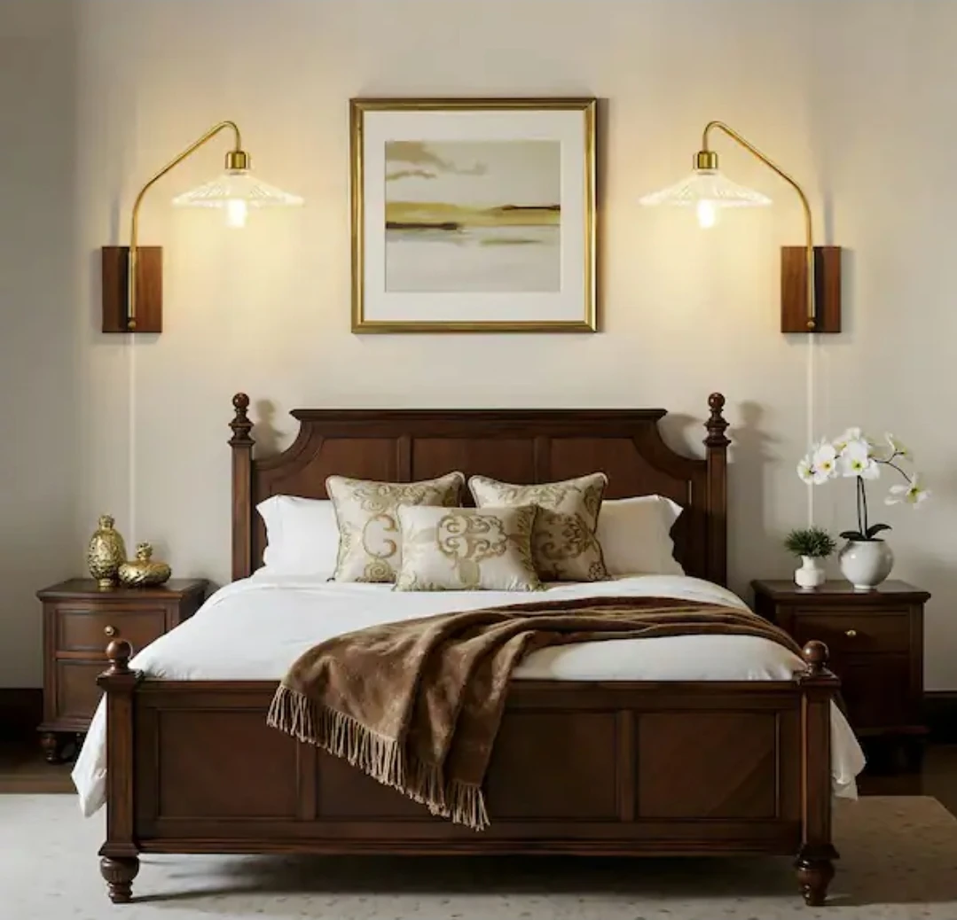 Set of 2  beautiful Wall Mounted Lamps with Wooden Base - photo 5