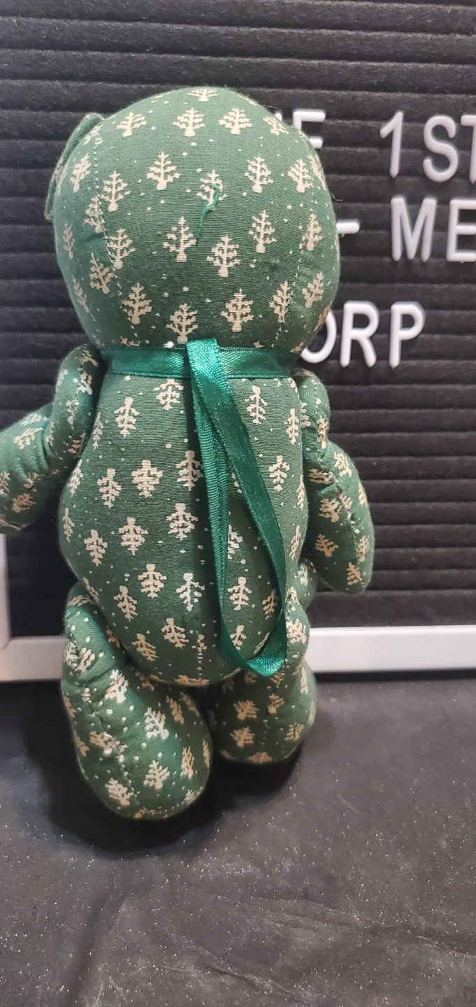 Green Holiday Pattern Fabric Teddy Bear - photo 2