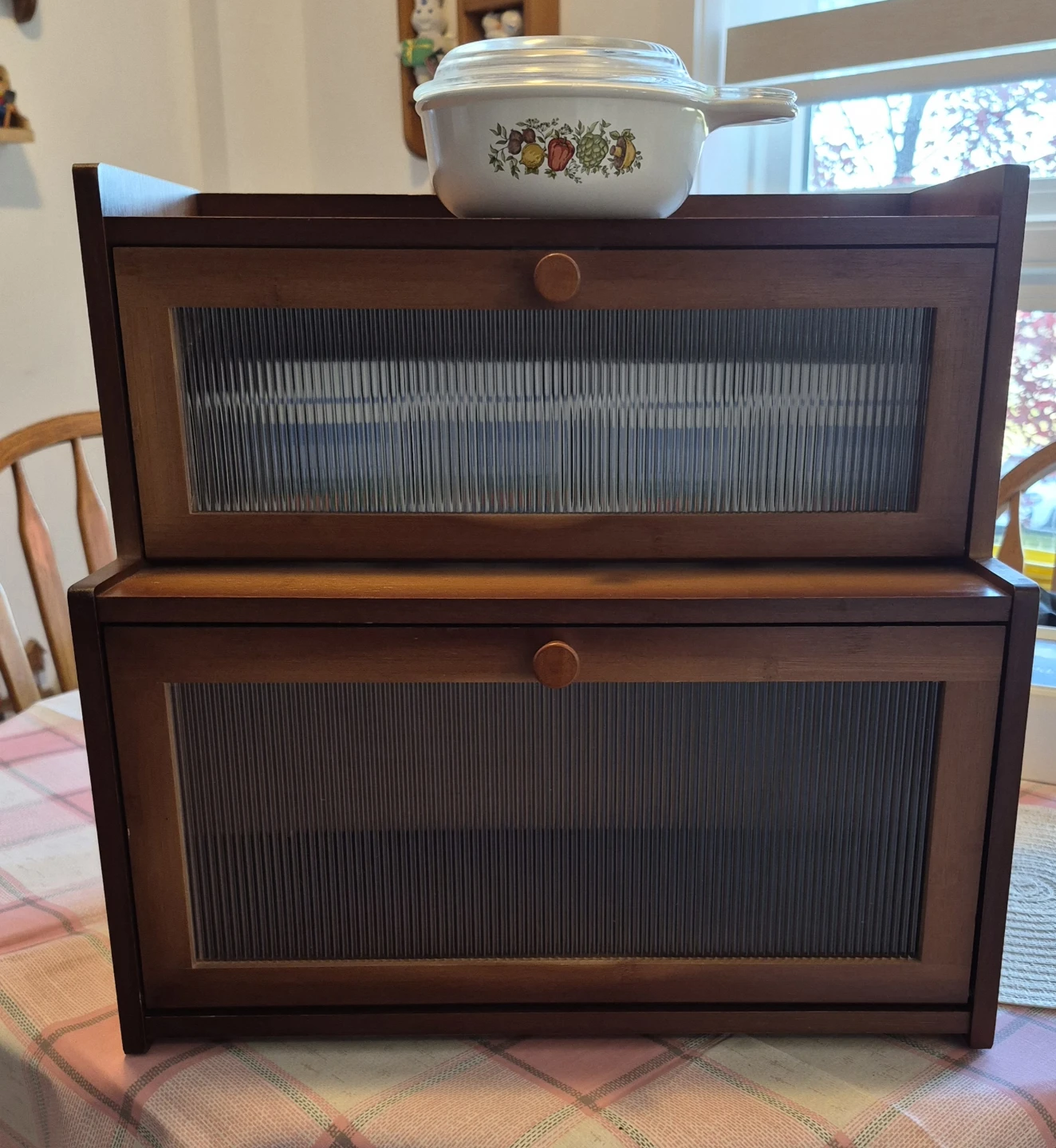 Two-Tier Wooden Bread Box with Glass Doors - photo 3