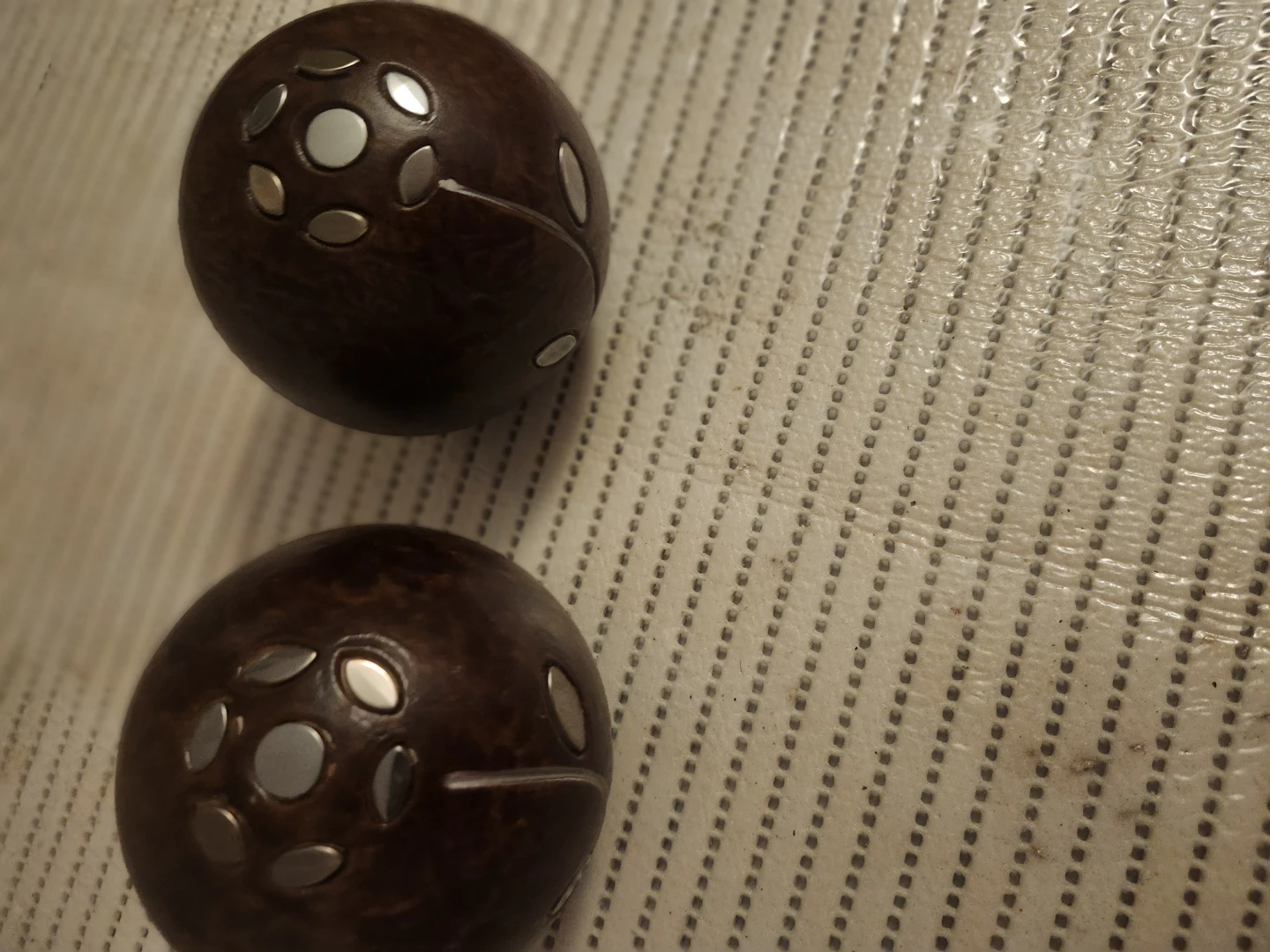 Set of Two Decorative Brown Orbs