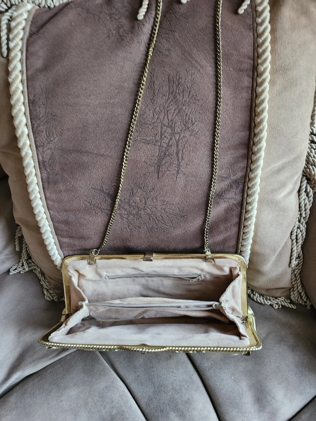 Vintage Gold Metallic Clutch with Chain - photo 3