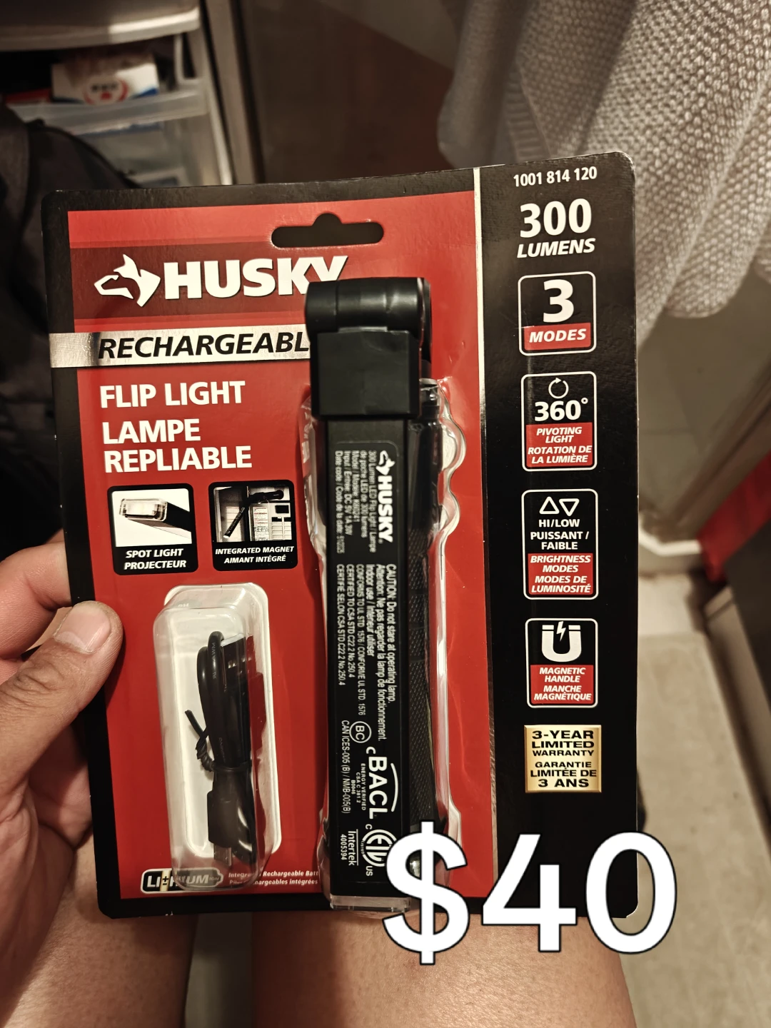 Husky 300 Lumens Rechargeable LED Flip Work Light - photo 4
