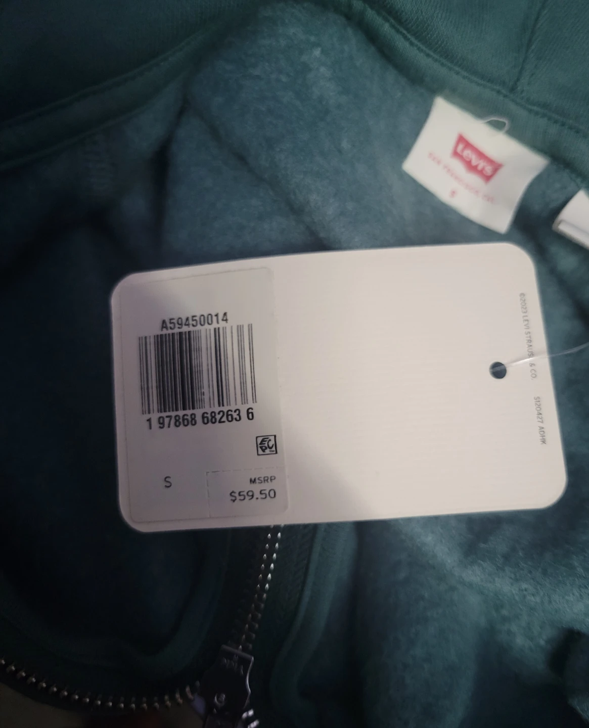 Brand new. Levi's Full Zip Hoodie Green Size S (0690) - photo 4