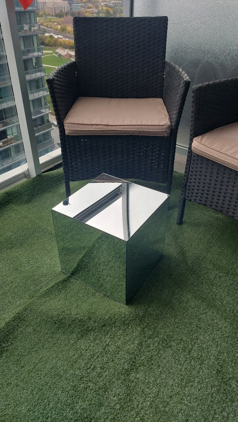 Mirrored Cube Side Table - photo 2