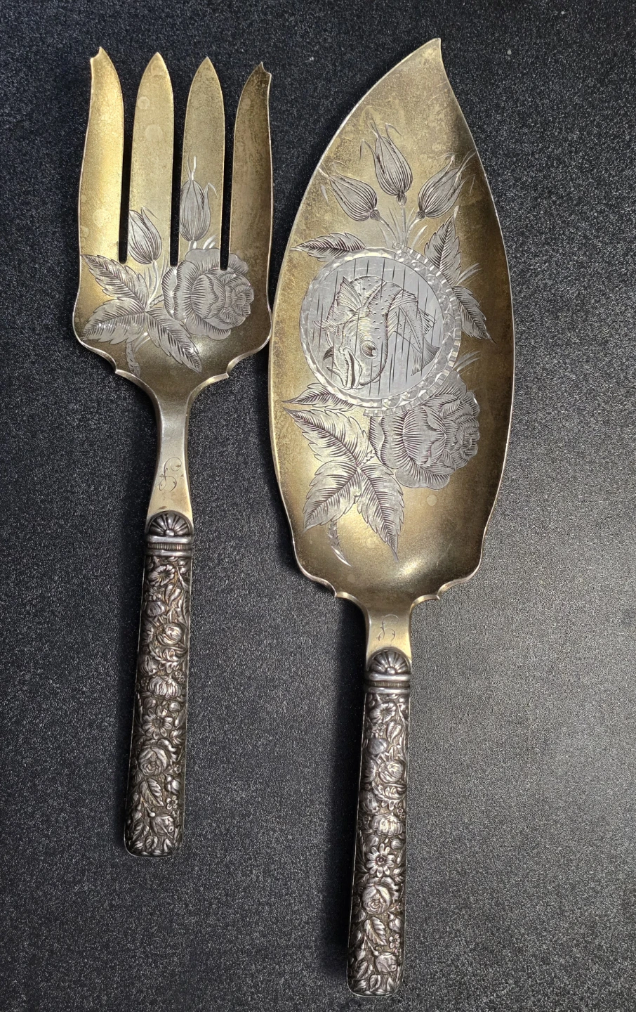 Vintage Sterling Silver Fish Serving Set