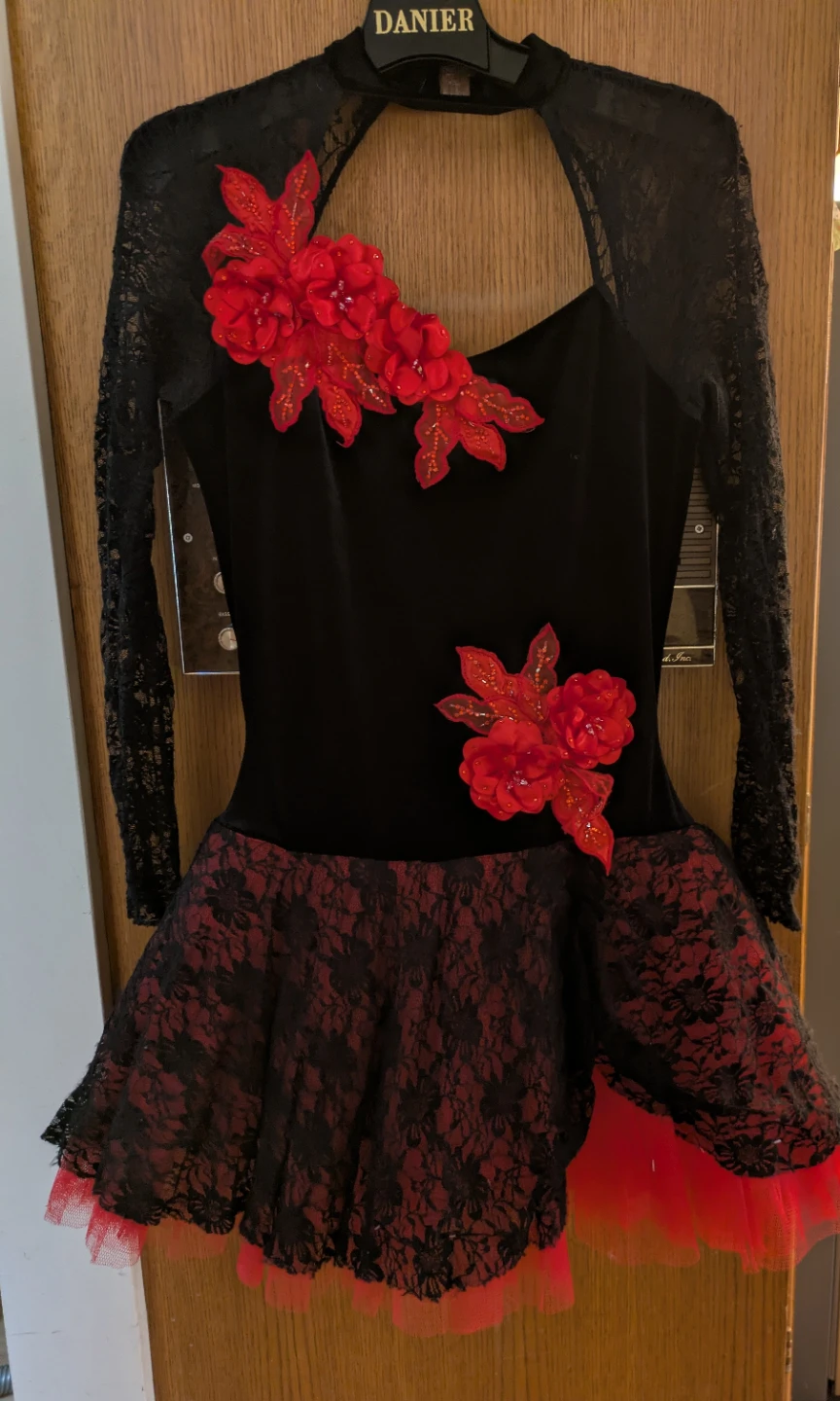 Black and Red Lace Leotard