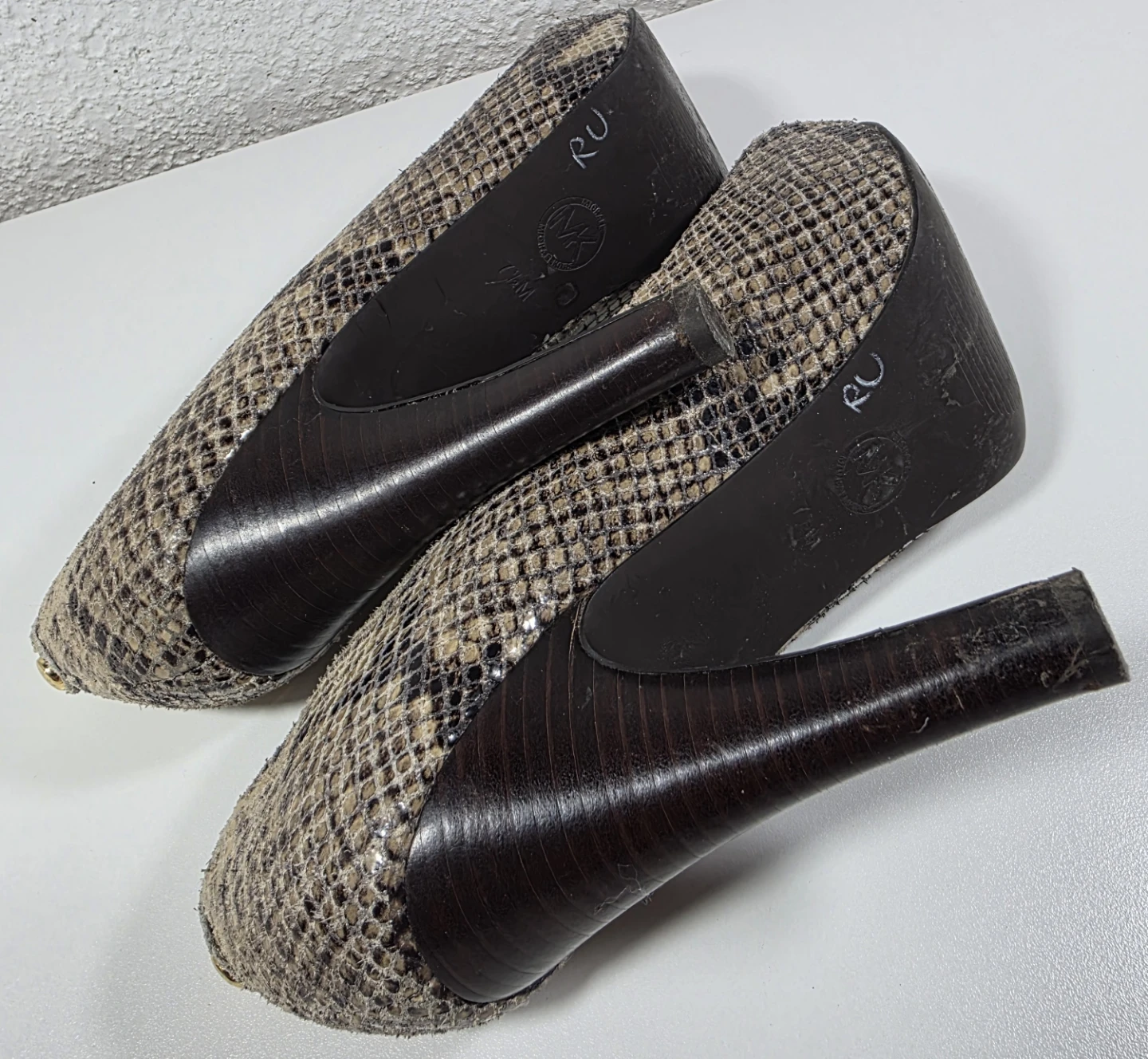 Michael Kors Snakeskin Peep-Toe Heels - photo 3