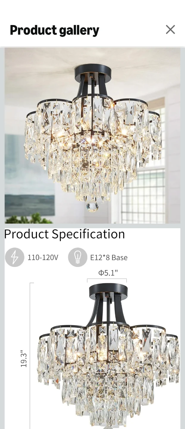 Crystal Ceiling Chandelier Light Fixture