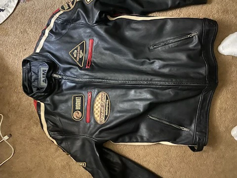 AIM Black Leather Motorcycle Jacket - photo 3