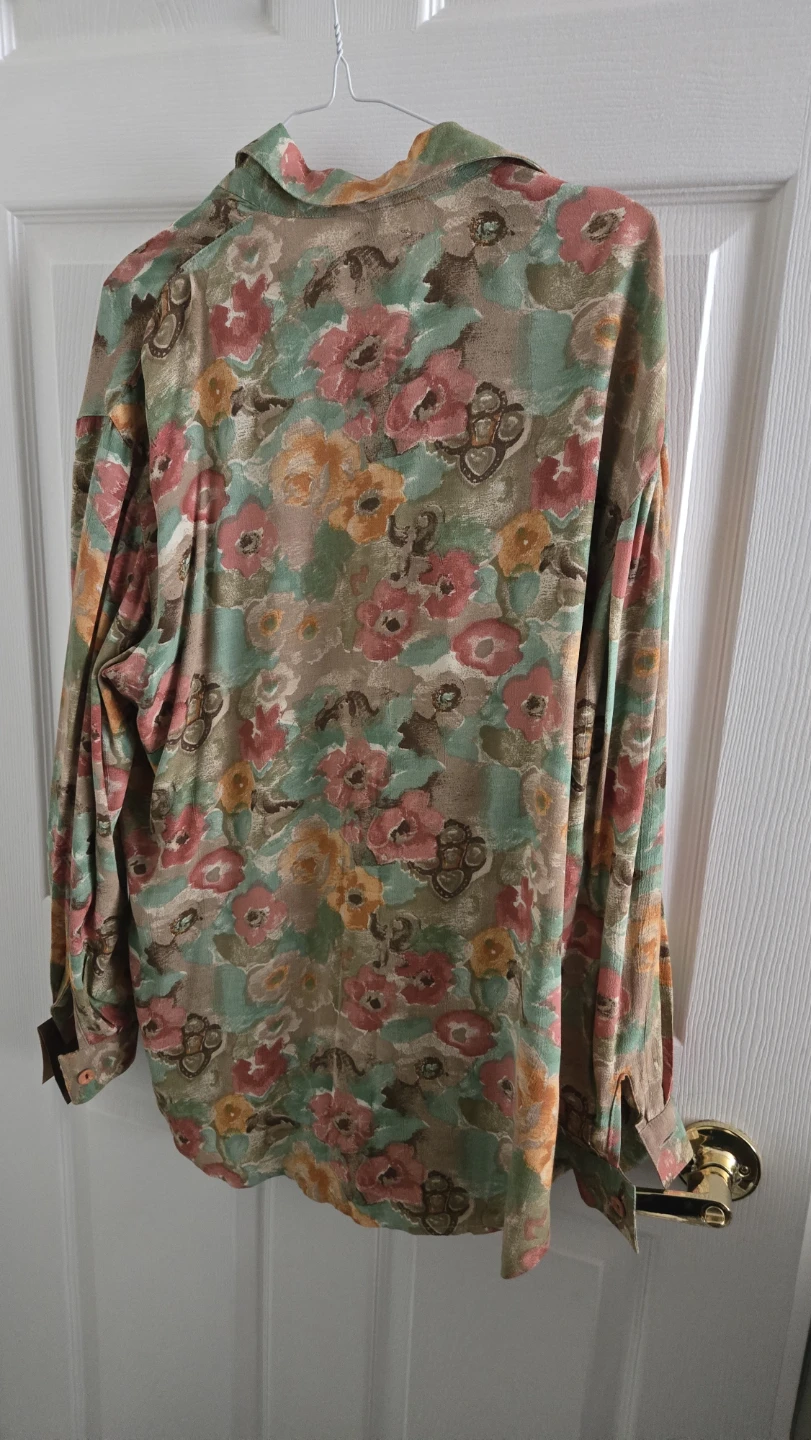 Vintage Floral Print Long Sleeve Shirt - photo 2
