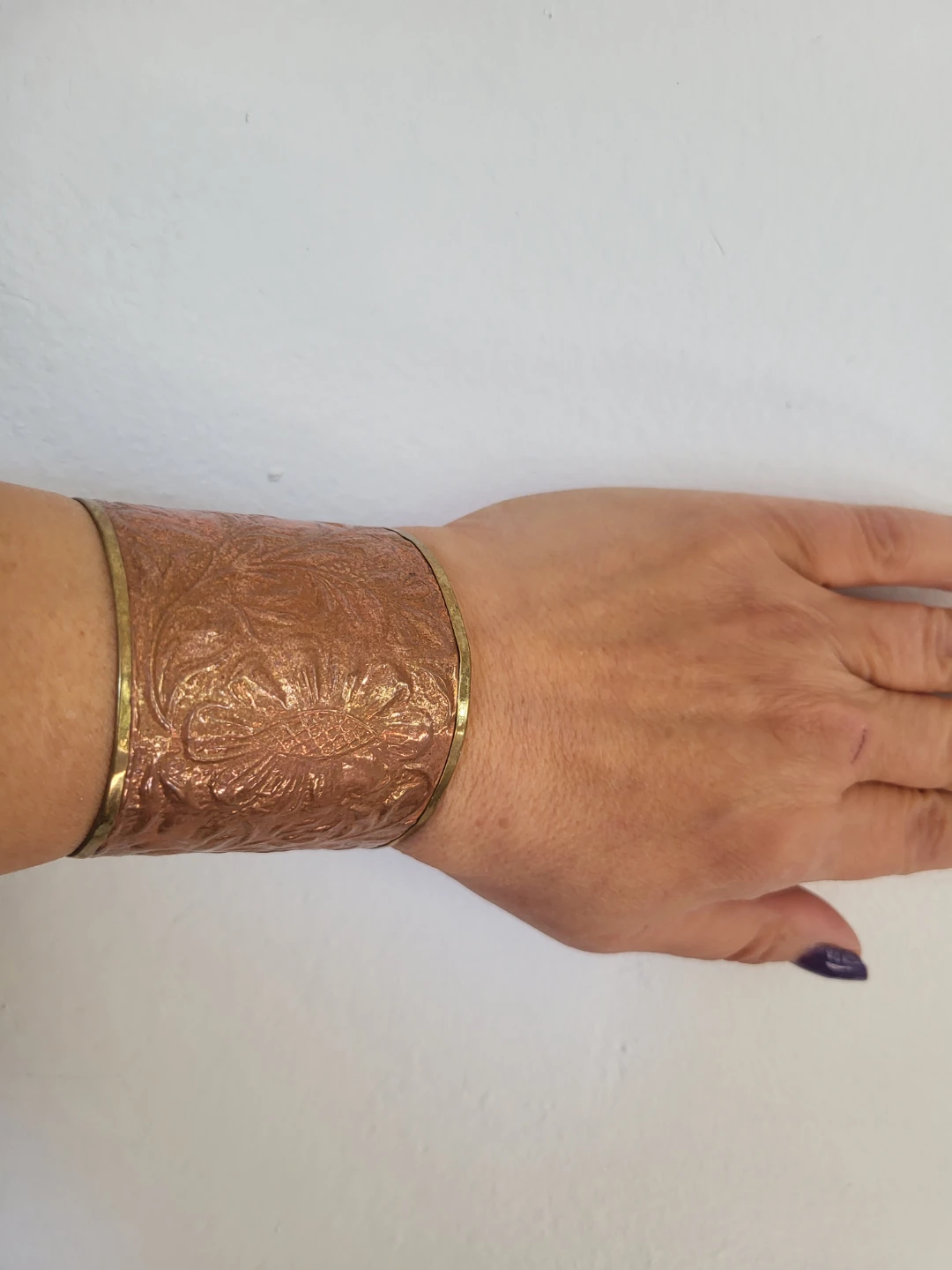 Embossed Copper Cuff Bracelet