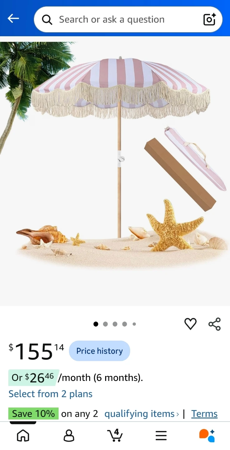 Brand new 6.5ft Striped Fringe Beach Umbrella - photo 5