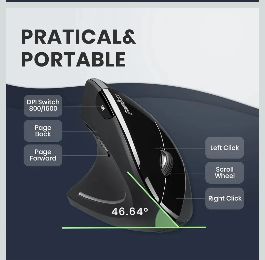 Ergonomic Mouse LEFT handed Wireless Silent mouse - photo 2