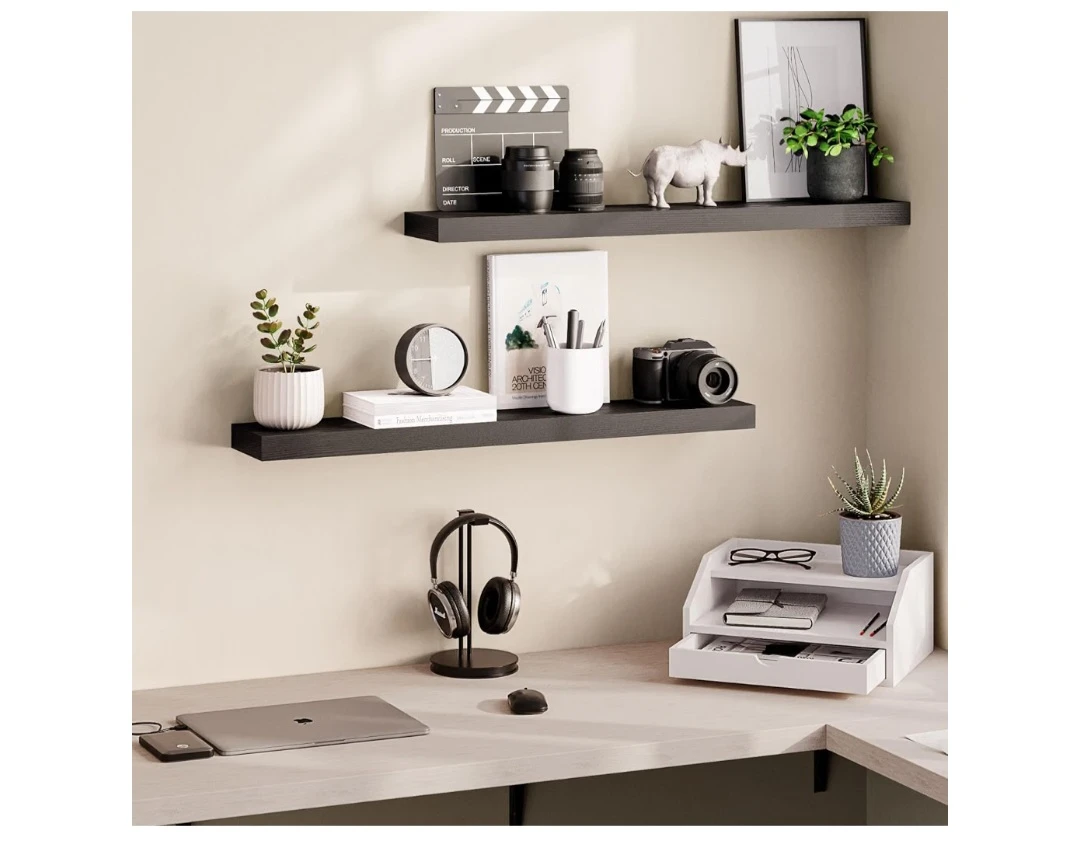 Ballucci Floating Shelves, Set of 2, Black - photo 2