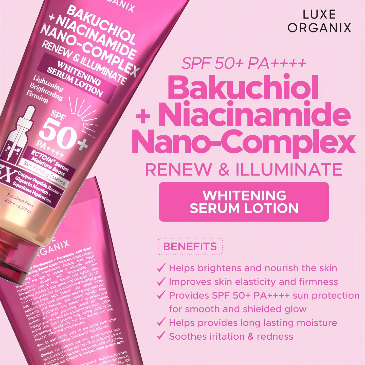 Bakuchiol + Niacinamide Nano-Complex Serum Lotion SPF 50 200ml