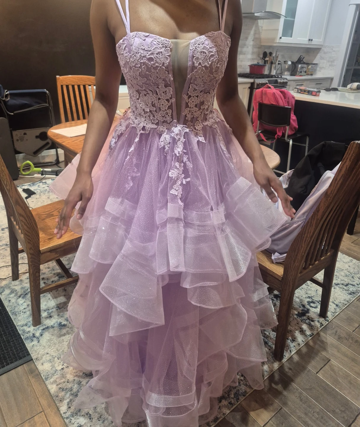 Lavender Lace Prom Dress