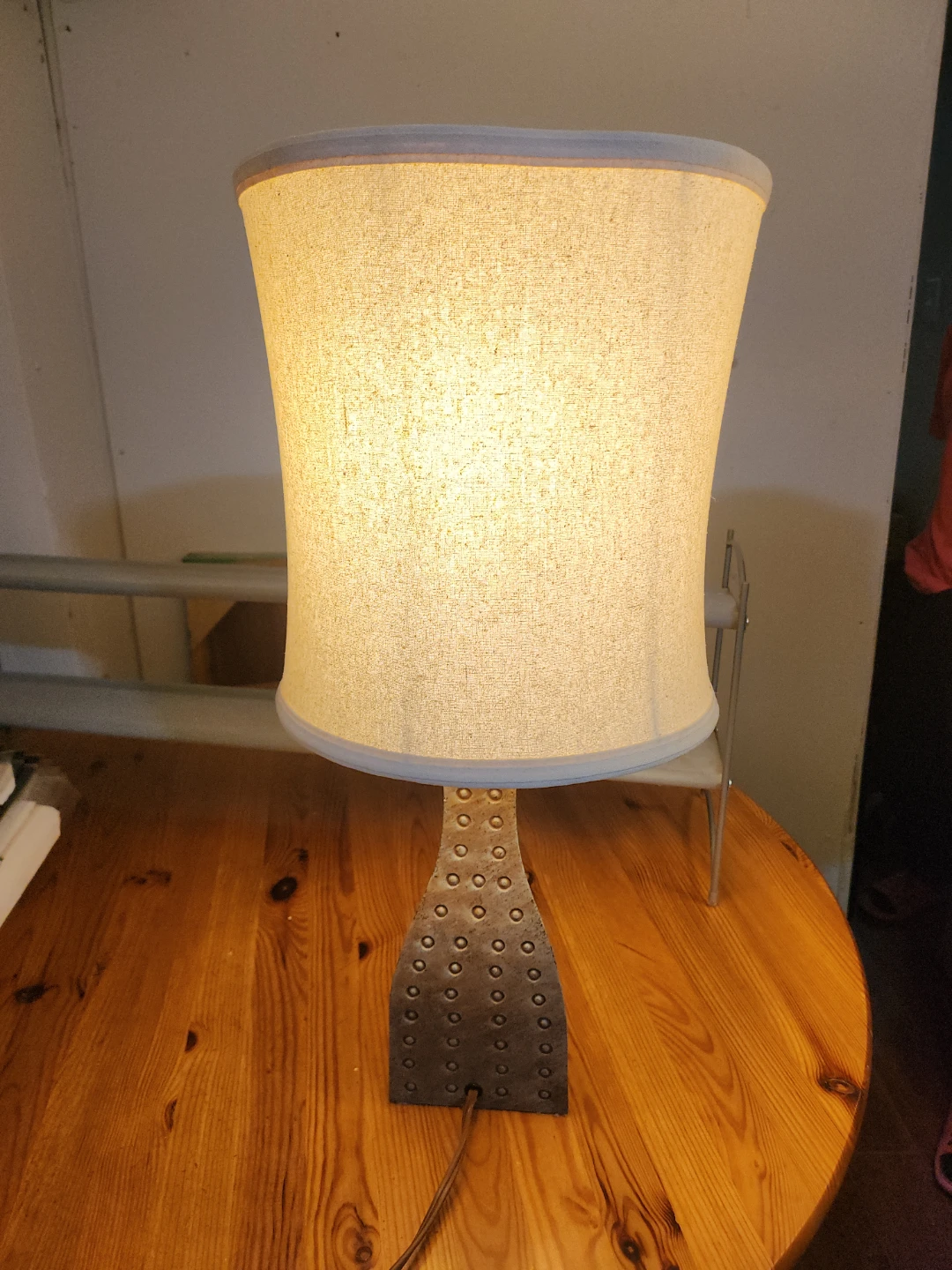 Cozy Vintage Table Lamp with Metal Stud Base
