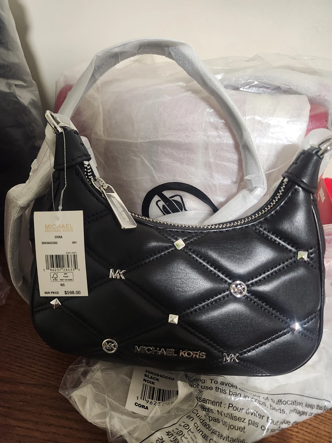 Michael Kors Cora Quilted Black Handbag