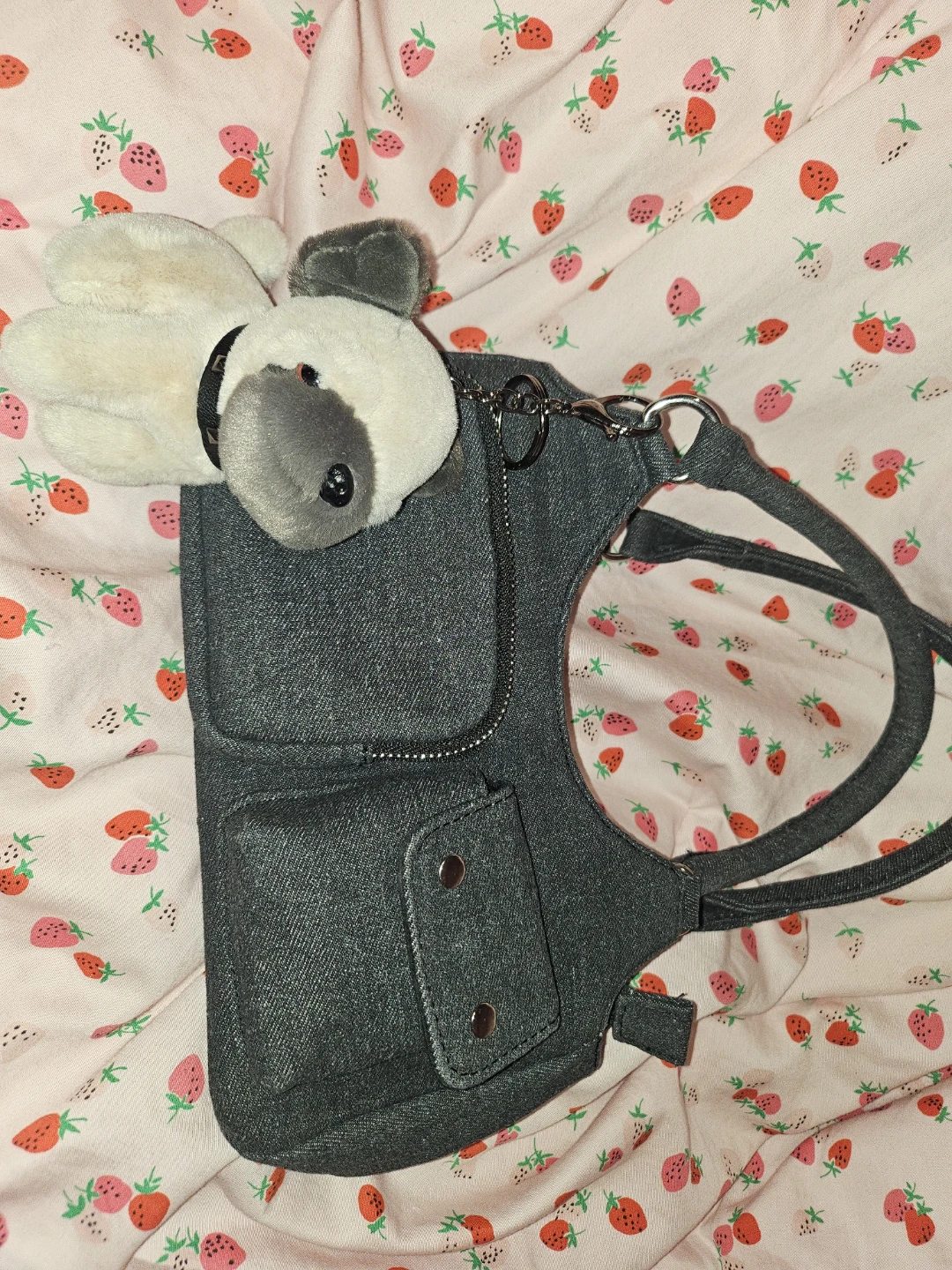Ardene Charcoal Grey Denim Shoulder Bag Purse - photo 2
