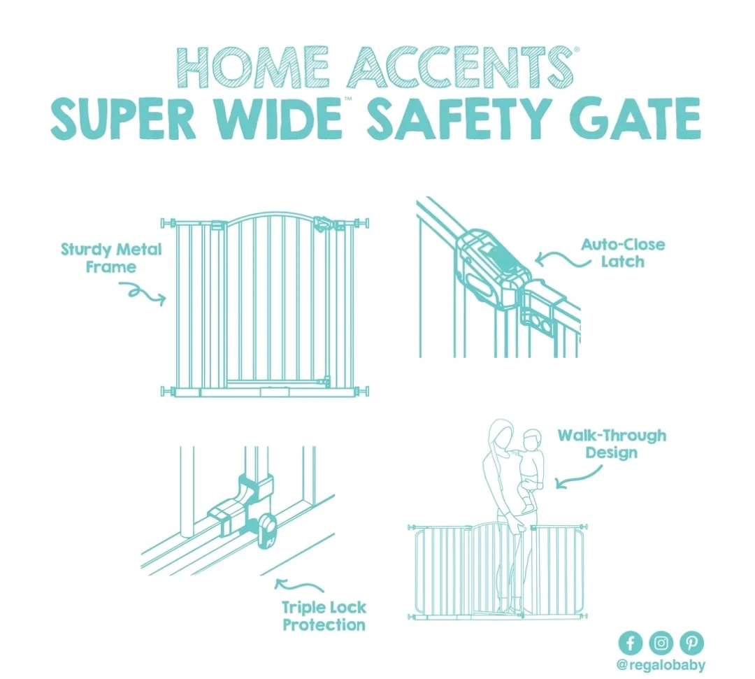 Regalo Safety 30.5-58" Extra Wide Arch Baby Gate with Door - photo 5